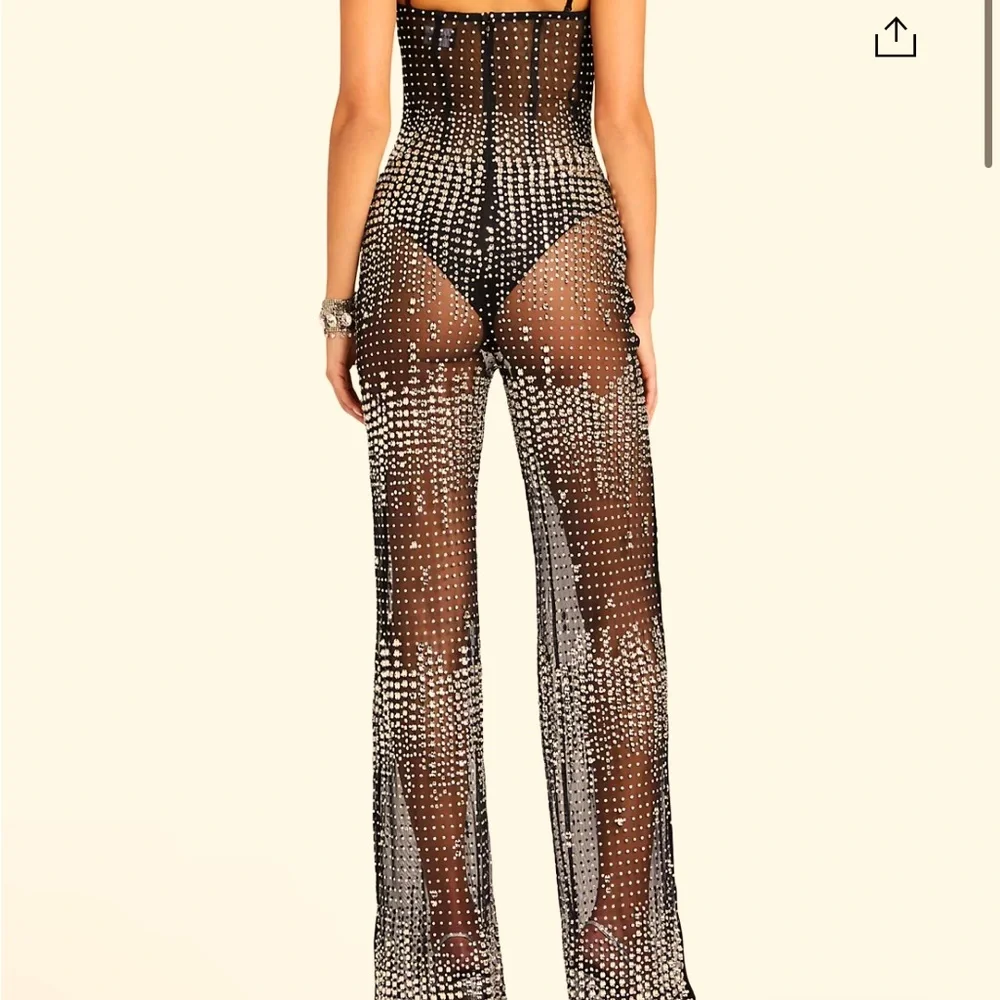 Sheer jumpsuit - Black sheer crystals - Picture 5 of 6